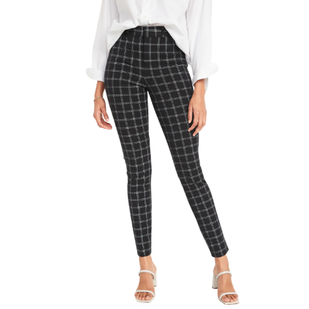 White House Black Market Skinny Ankle Pant Black White NWT Size 14